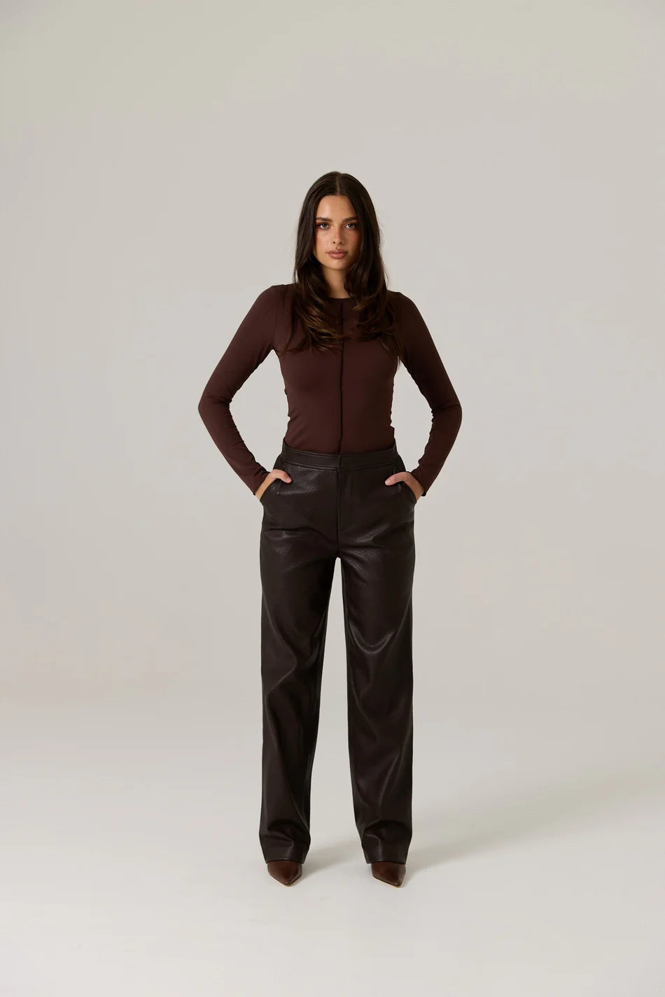 Elysian Collective RAEF The Label Winnie Vegan Leather Pant Dark Truffle