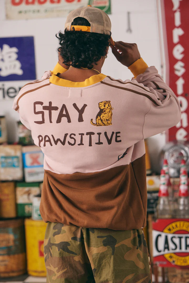 SABBI - CAT V NECK CREW (PEACH & BROWN)