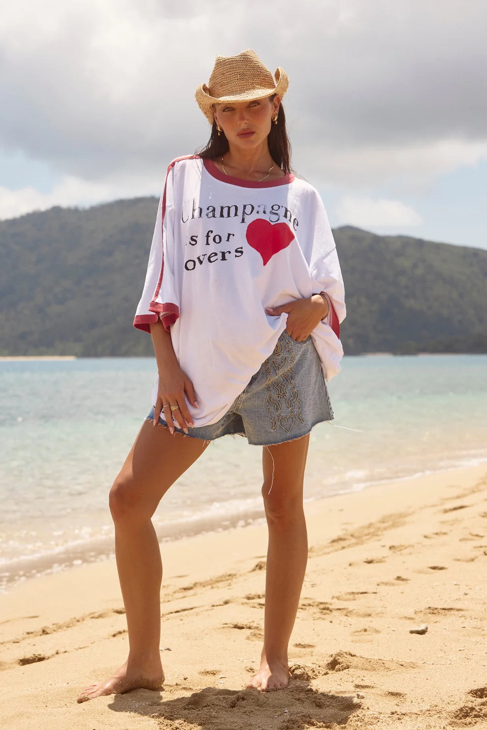 Elysian Collective Sabbi Champagne Is For Lovers Tee White