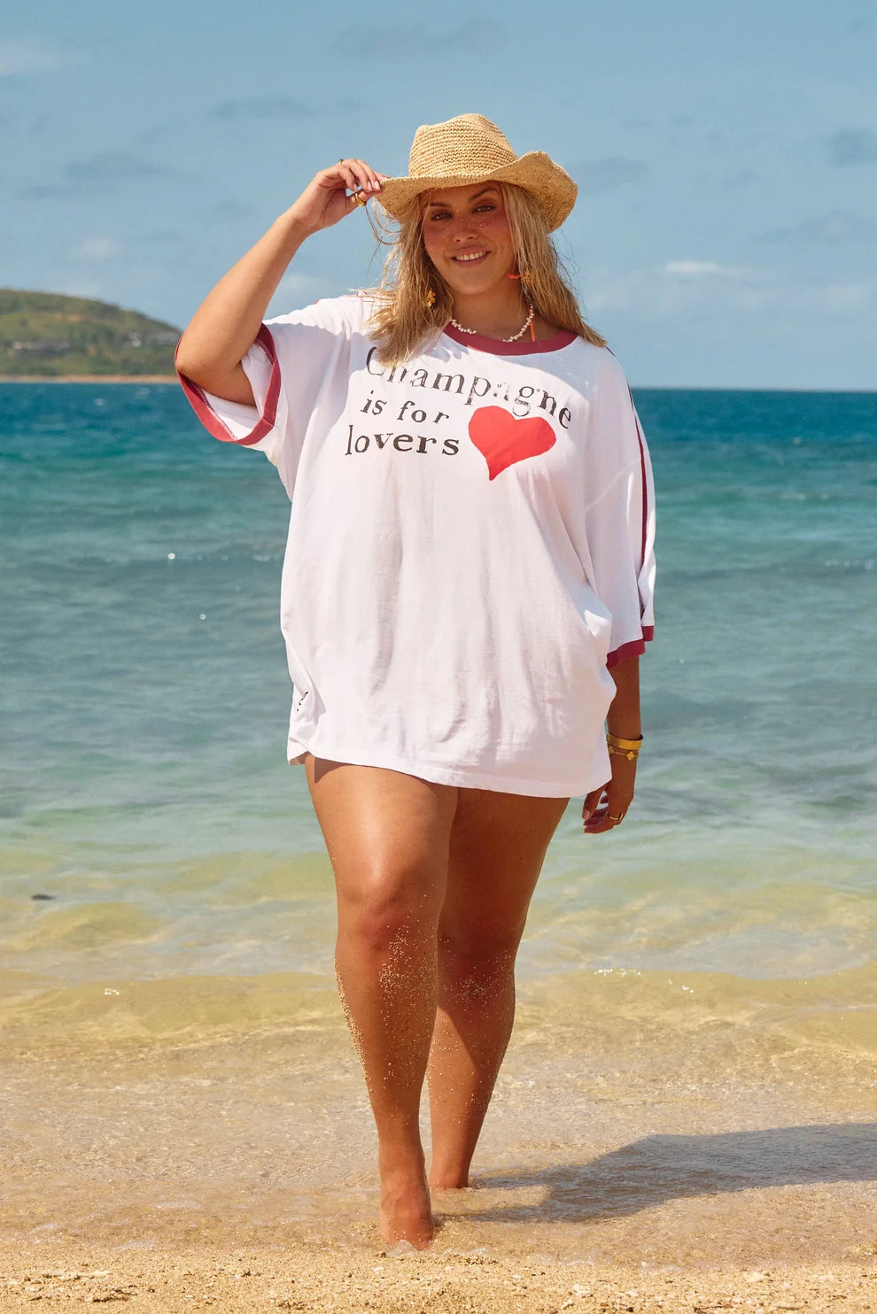 Elysian Collective Sabbi Champagne Is For Lovers Tee White