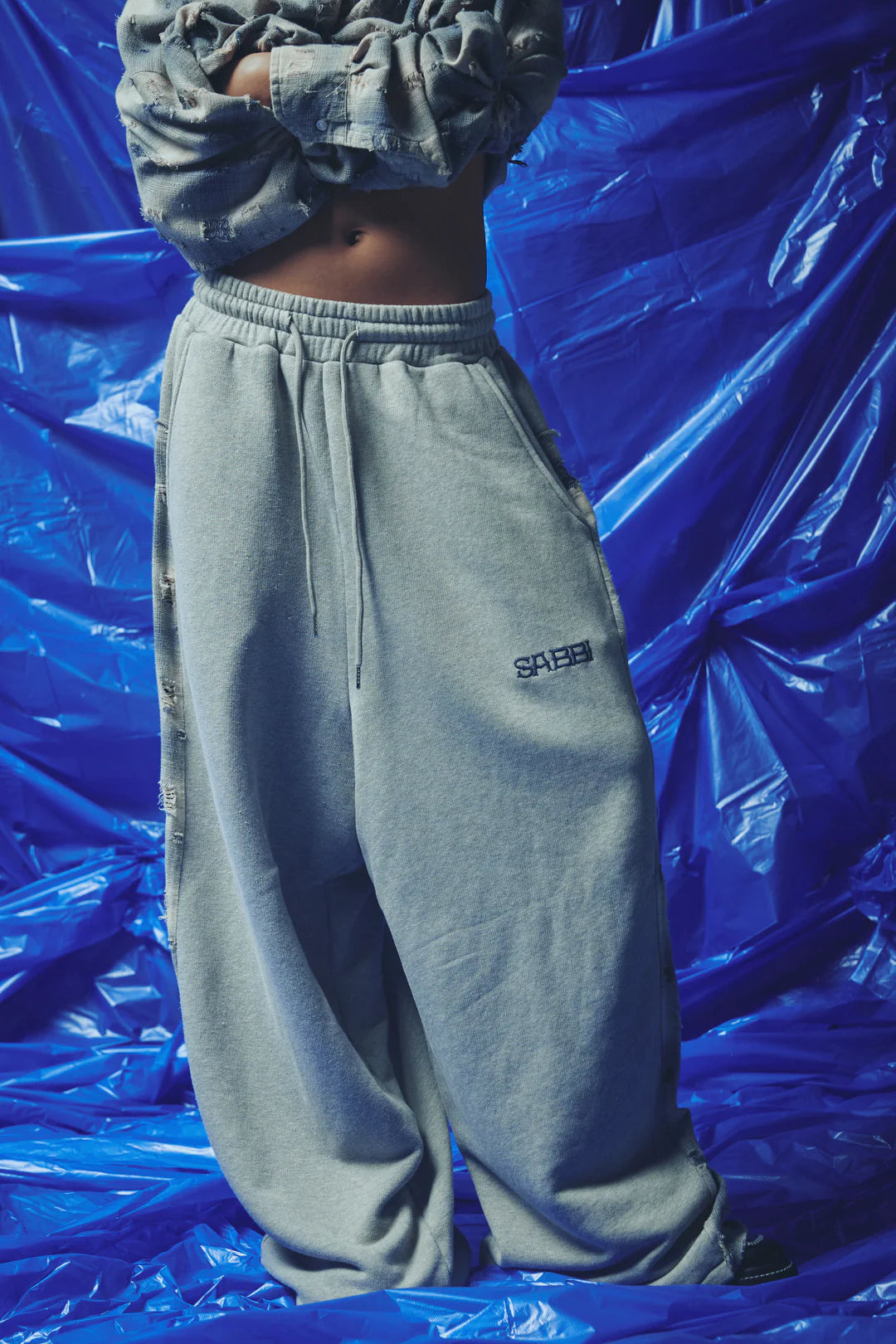Elysian Collective Sabbi Checkmate Wide Leg Trackies Blue