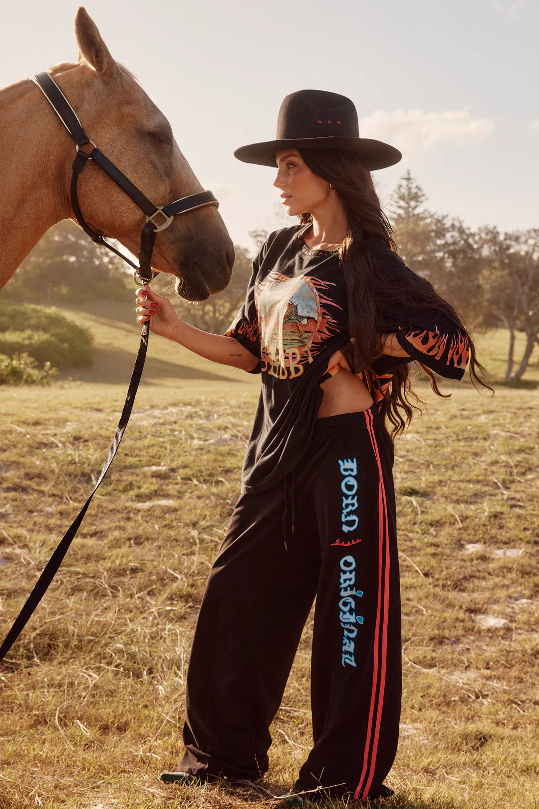 Elysian Collective Sabbi Flaming Cowboy Chido Pants Black