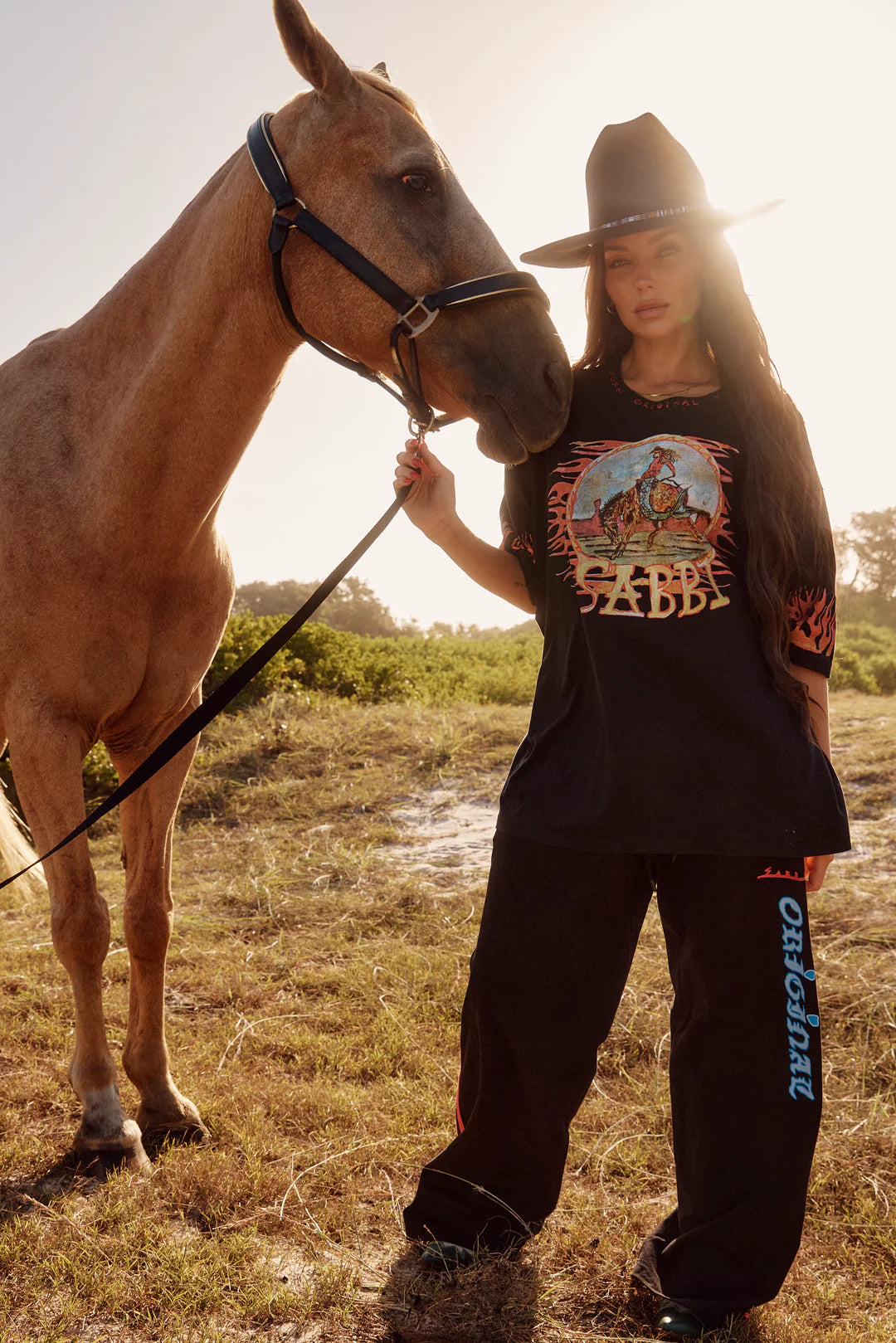 Elysian Collective Sabbi Flaming Cowboy Chido Pants Black