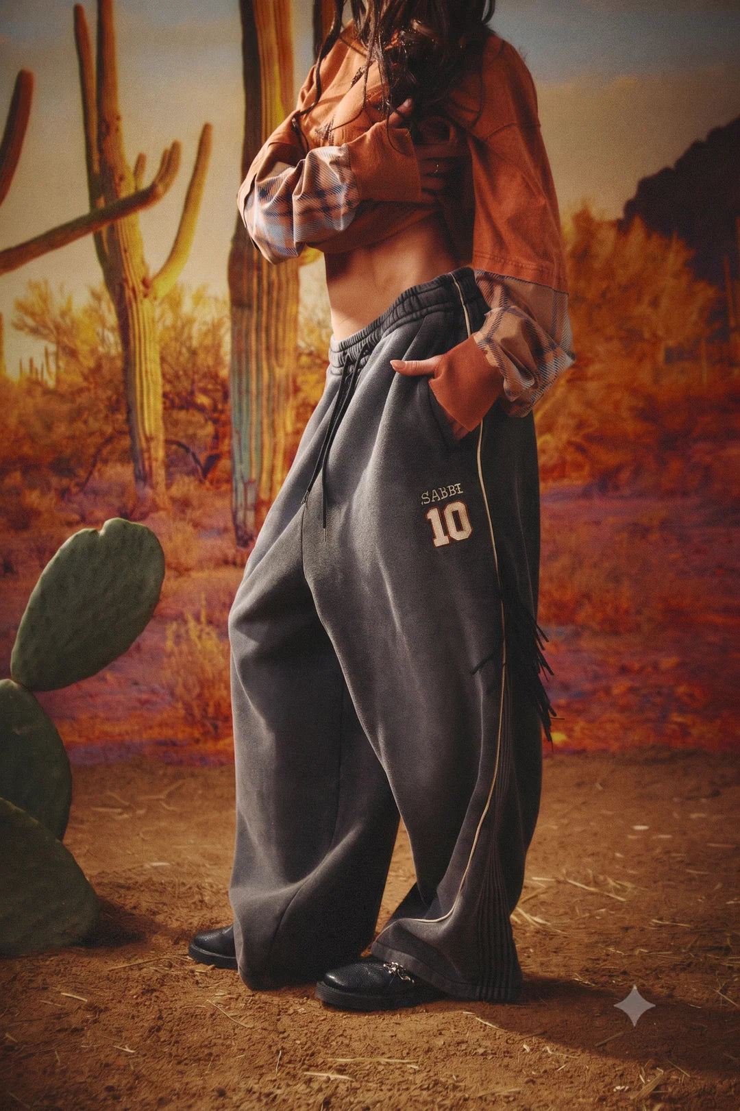 Elysian Collective Sabbi Happy Chap Wide Leg Sweat Pants Faded Black