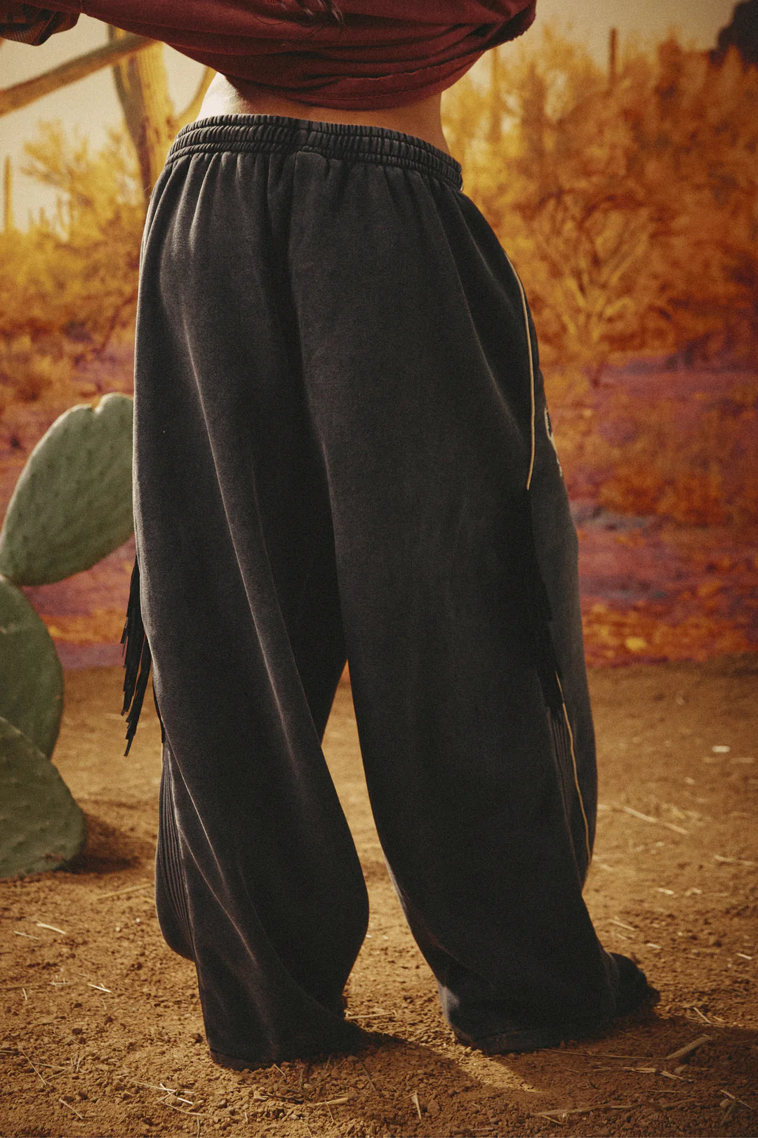 Elysian Collective Sabbi Happy Chap Wide Leg Sweat Pants Faded Black