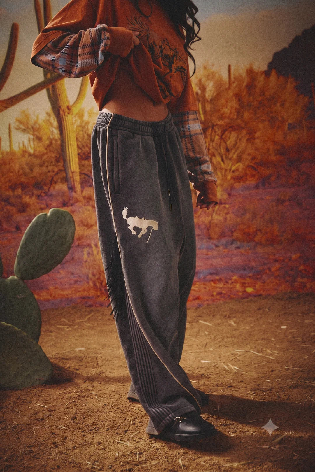 Elysian Collective Sabbi Happy Chap Wide Leg Sweat Pants Faded Black