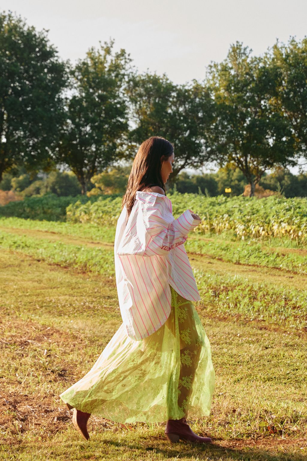 Elysian Collective Sabbi The Lace Skirt Chartreuse