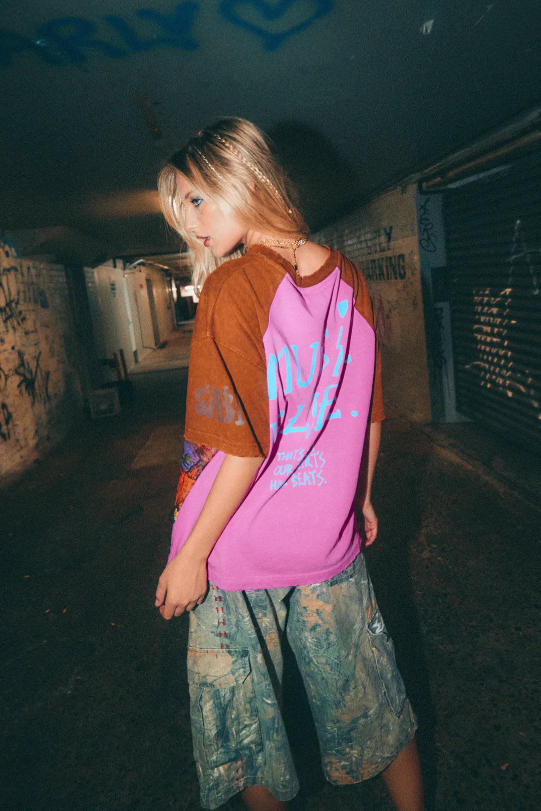Elysian Collective Sabbi Music Is Life Tee Pink