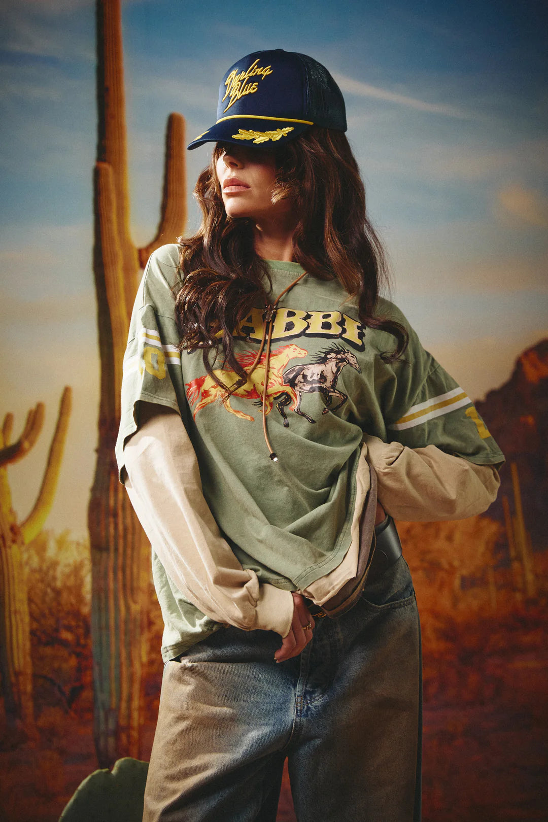 Elysian Collective Sabbi Neigh Sayer Long Sleeve Tee Green