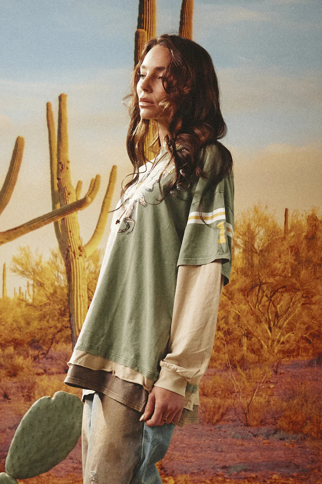 Elysian Collective Sabbi Neigh Sayer Long Sleeve Tee Green