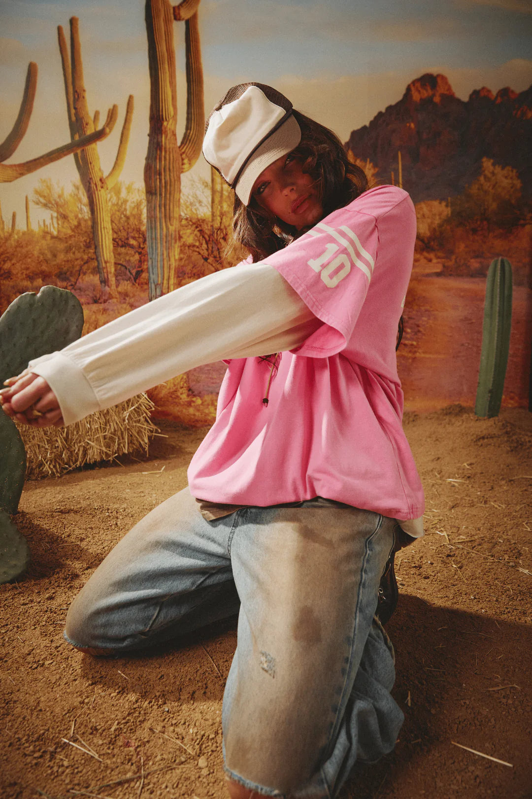 Elysian Collective Sabbi Neigh Sayer Long Sleeve Tee Pink
