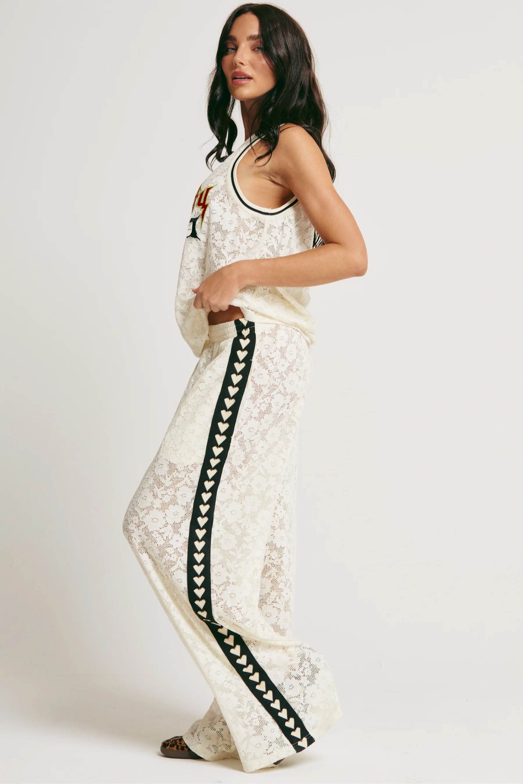 Elysian Collective Sabbi Raving Heart Lace Pant Cream