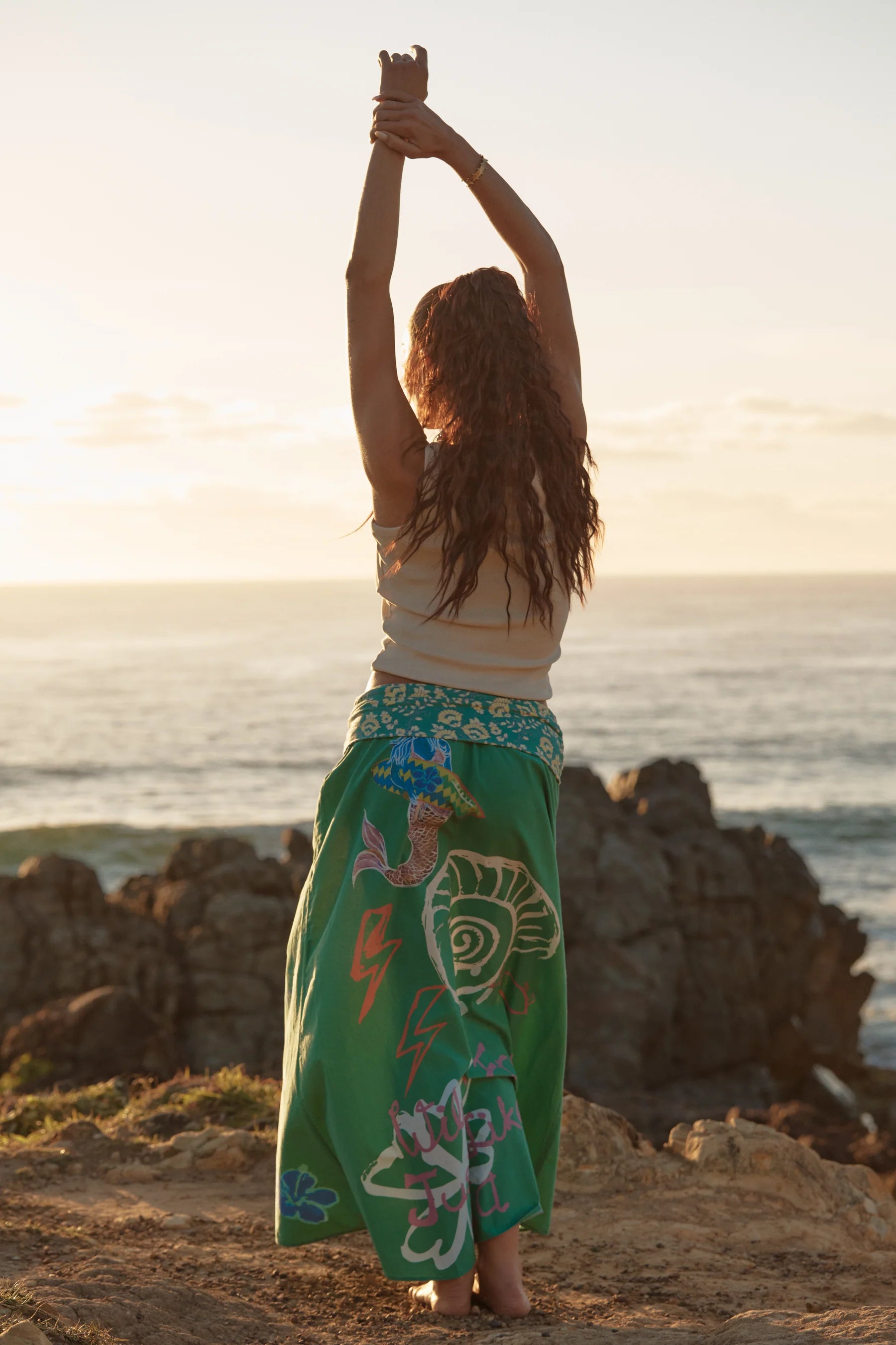 Elysian Collective Sabbi Seas The Day Maxi Skirt Green
