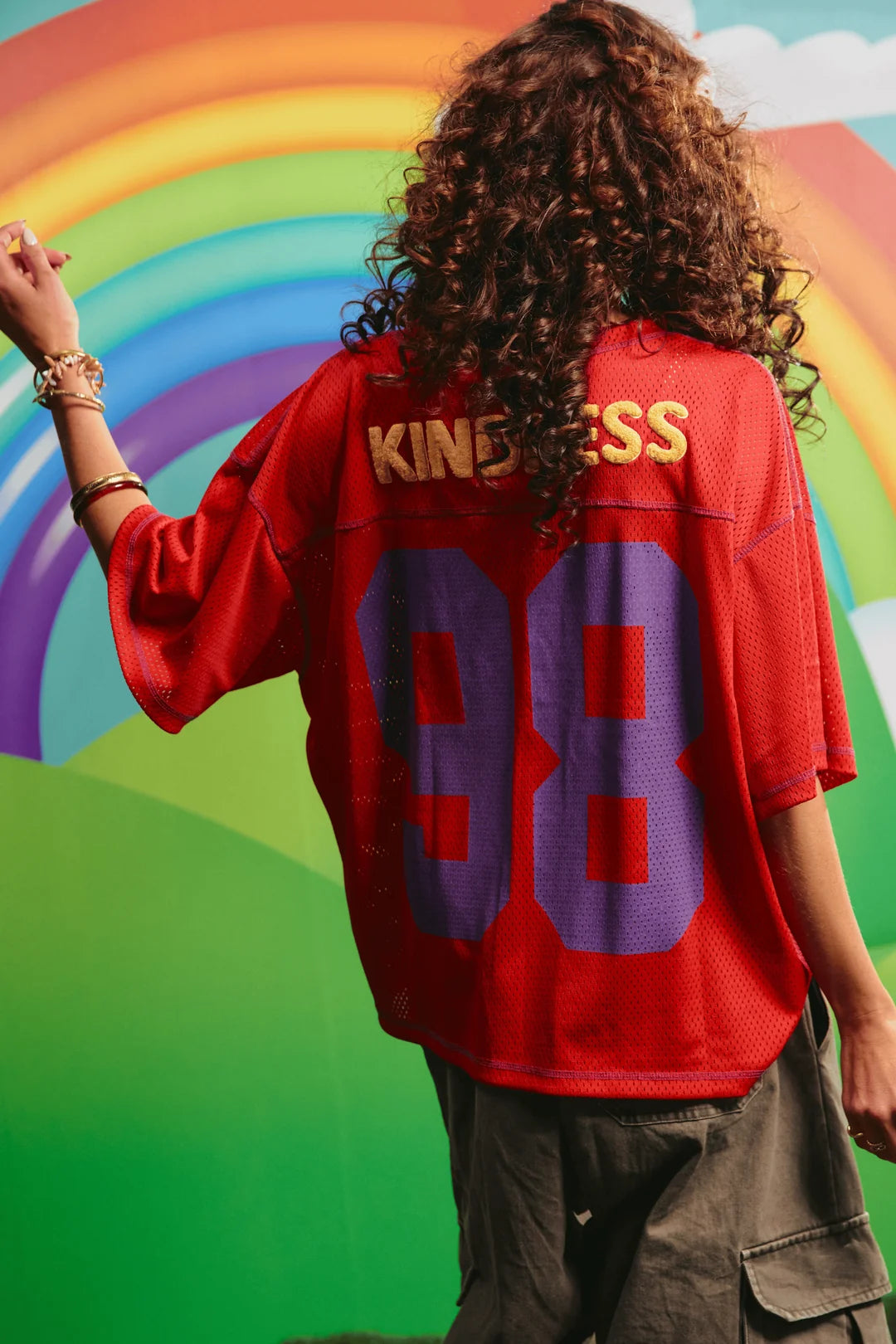 Elysian Collective Sabbi Shine Bright Mesh Tee Red 