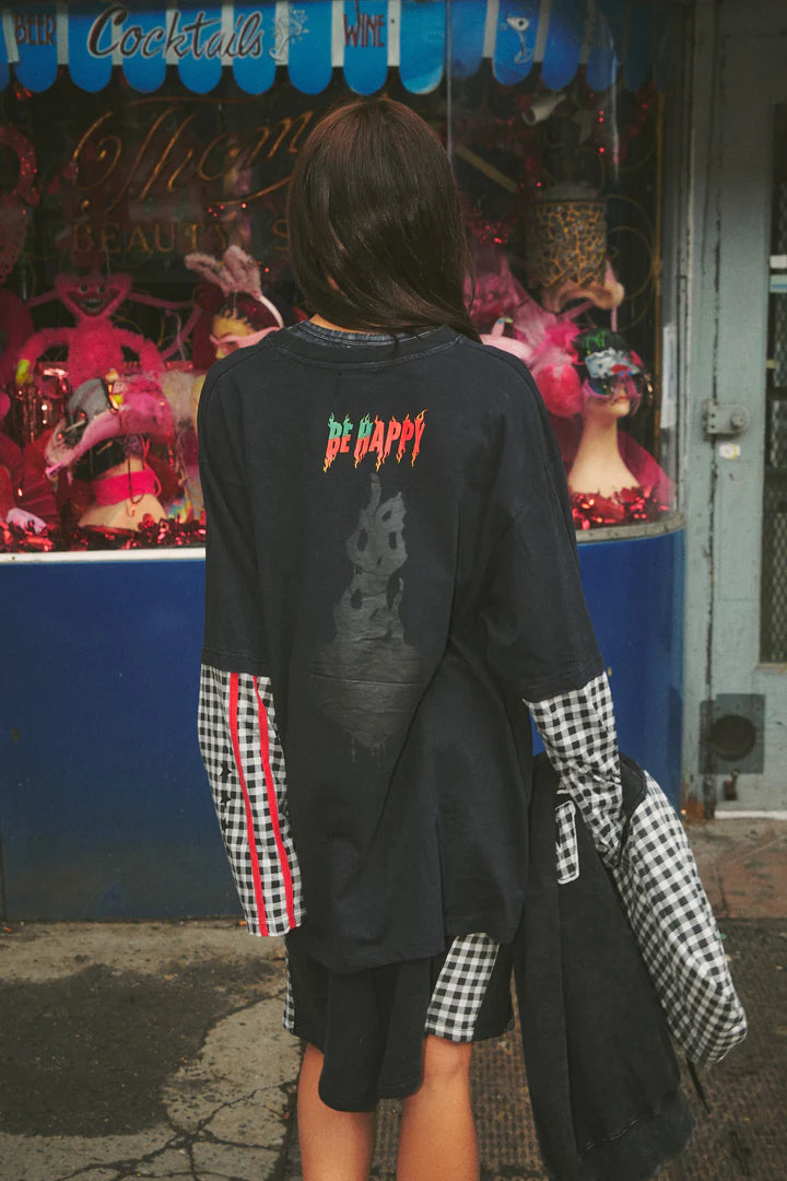 Elysian Collective Sabbi The Be Happy Gingham Long Sleeve Tee