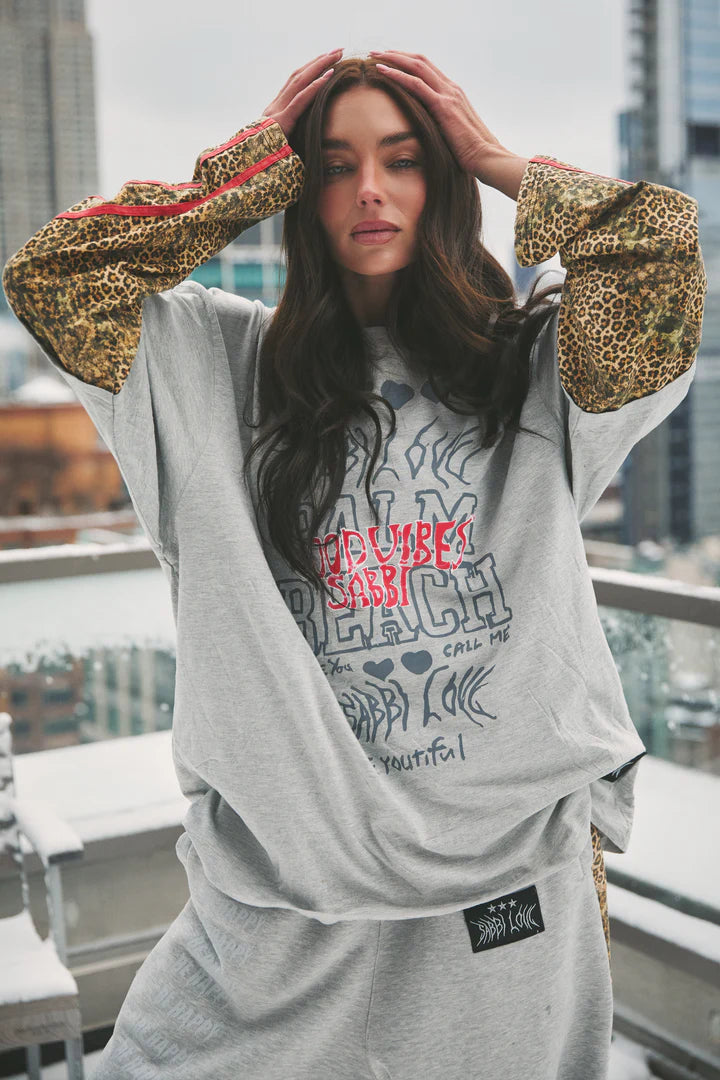 Elysian Collective Sabbi The Be Happy Leopard Long Sleeve Tee