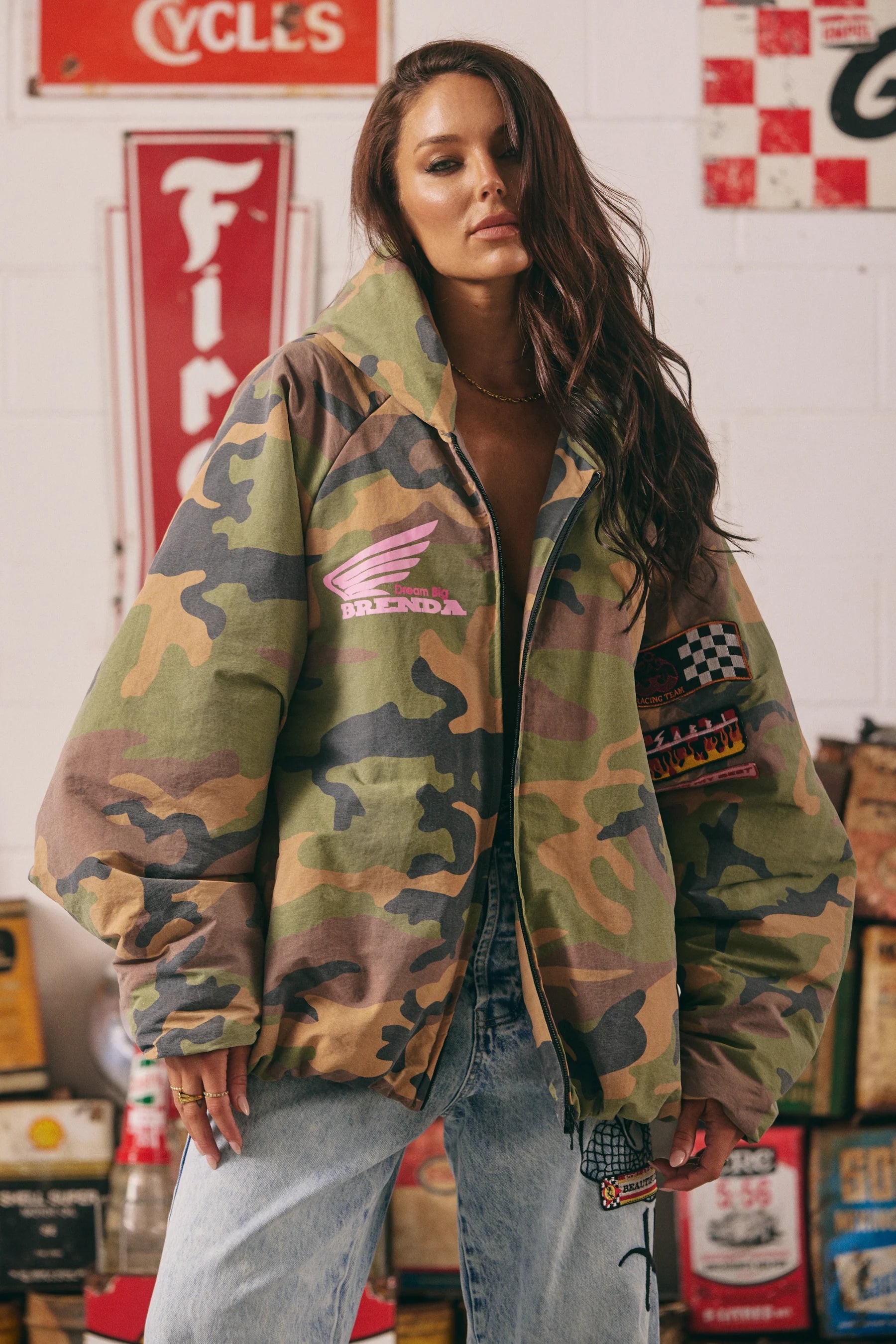 Elysian Collective Sabbi The Be Kind Bomber Jacket Camo