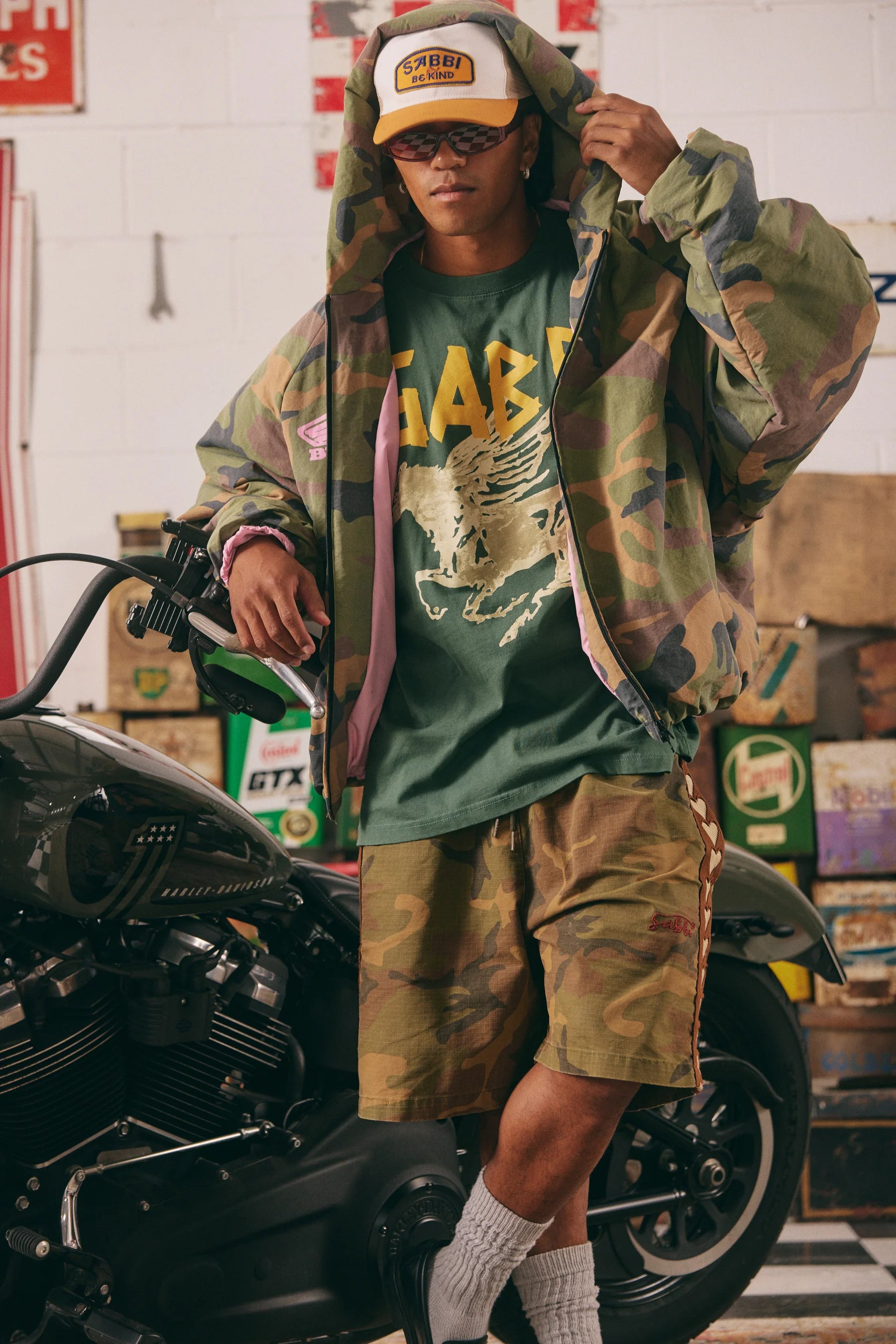 Elysian Collective Sabbi The Be Kind Bomber Jacket Camo