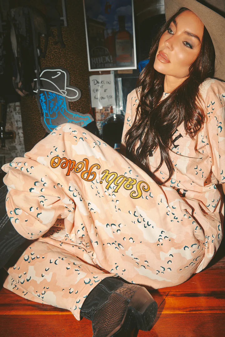 Elysian Collective Sabbi The Be Youtiful Wide Leg Sweat Pants Pink Camo