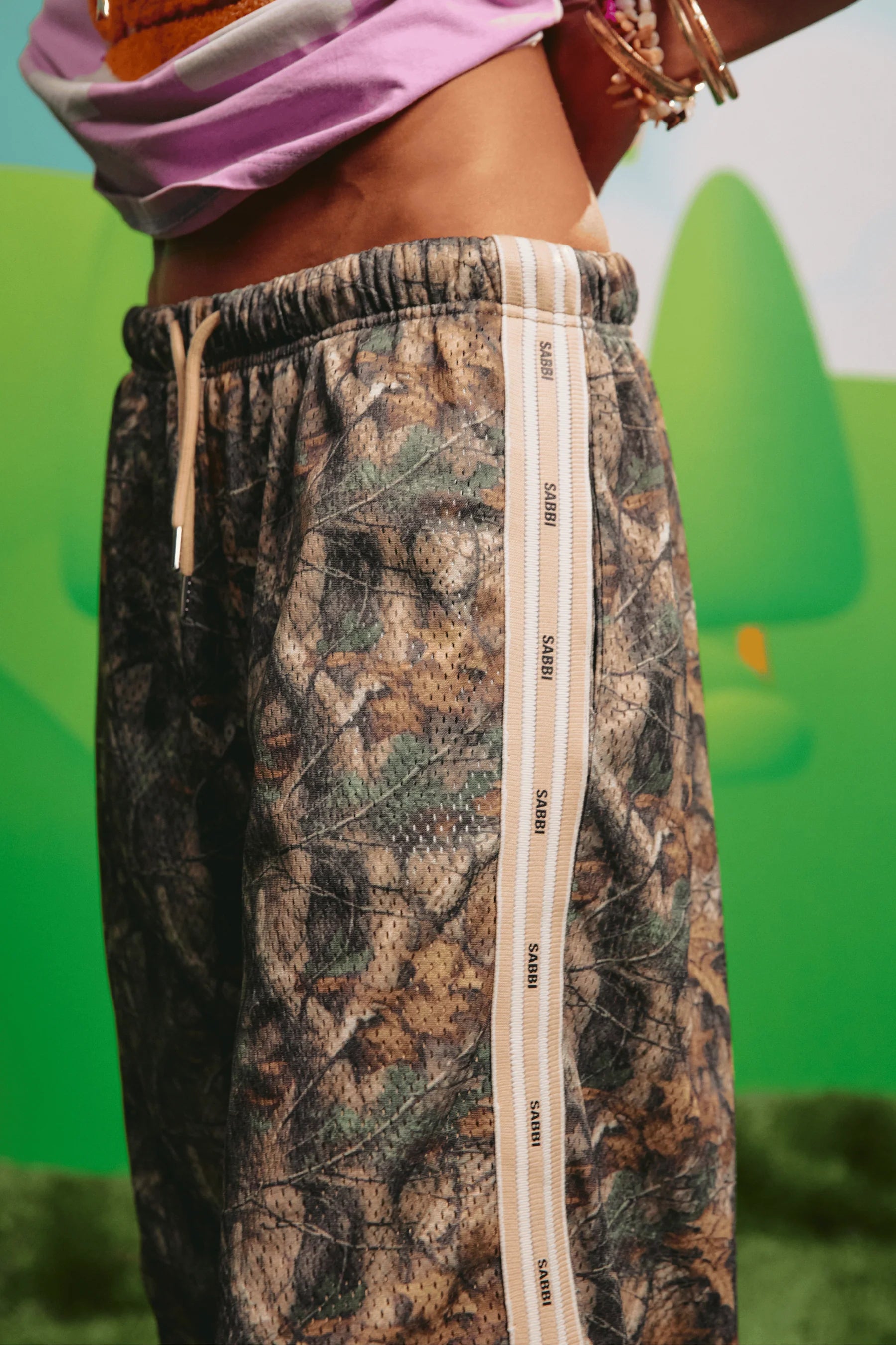 Elysian Collective Sabbi The Camo Mesh Jort Shorts