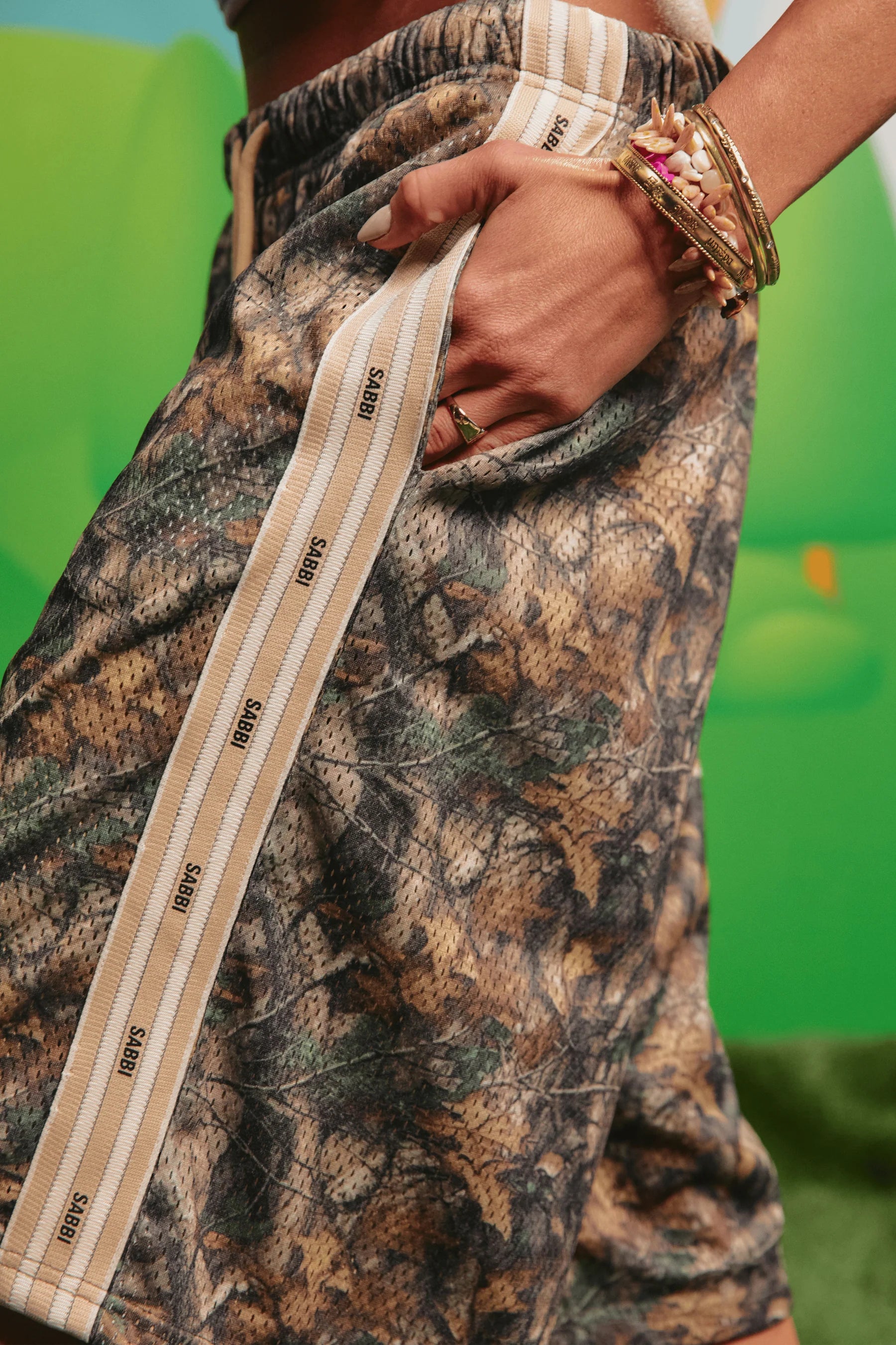 Elysian Collective Sabbi The Camo Mesh Jort Shorts