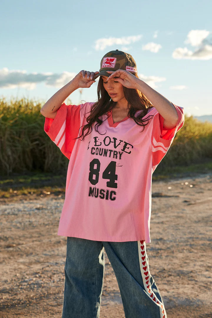 Elysian Collective Sabbi The Country Music V Neck Tee Pink