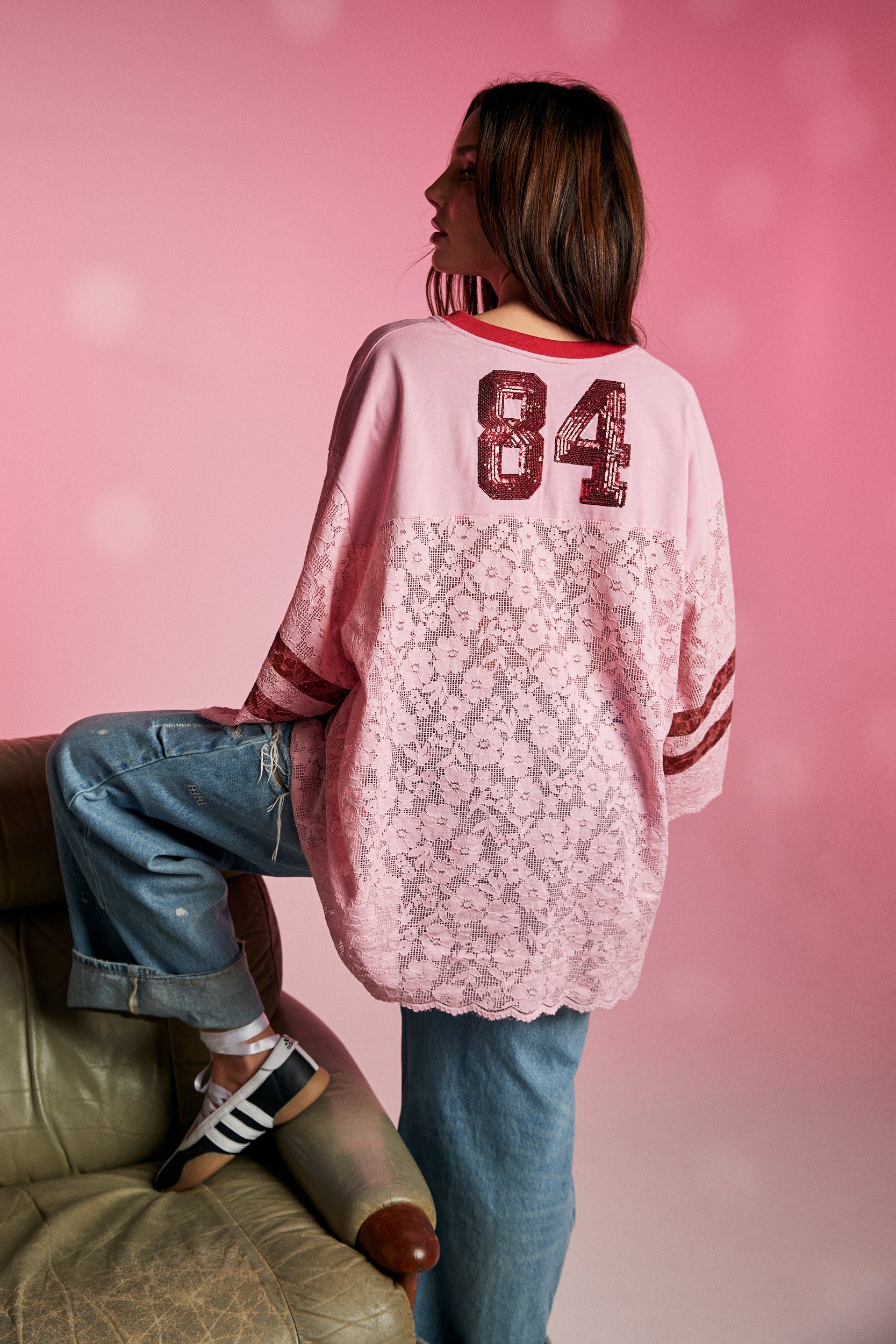 Elysian Collective Sabbi The Lace Varsity Jersey Pink