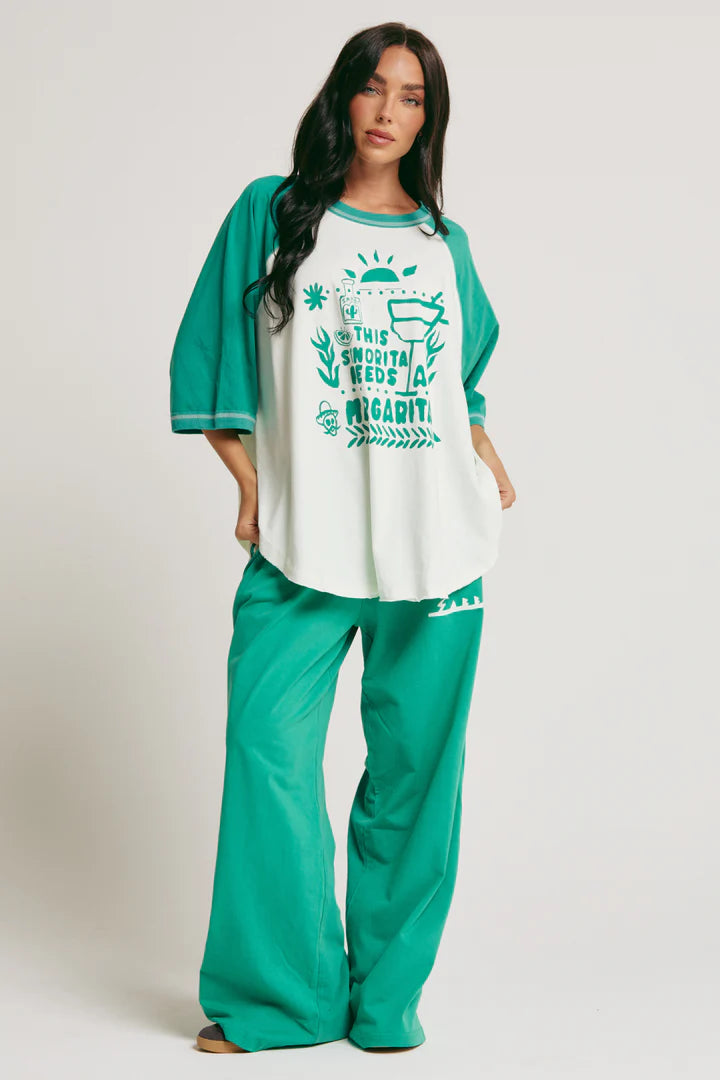 Elysian Collective Sabbi The Raglan Margie Tee Green
