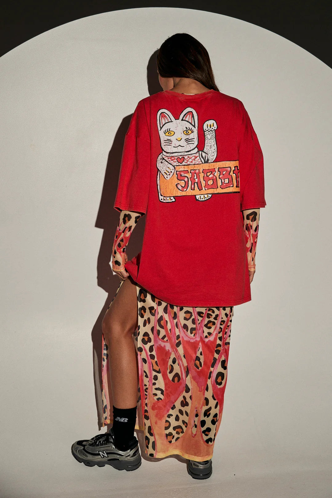 Elysian Collective Sabbi The Very Oversized Champagne Tattoo Tee Red