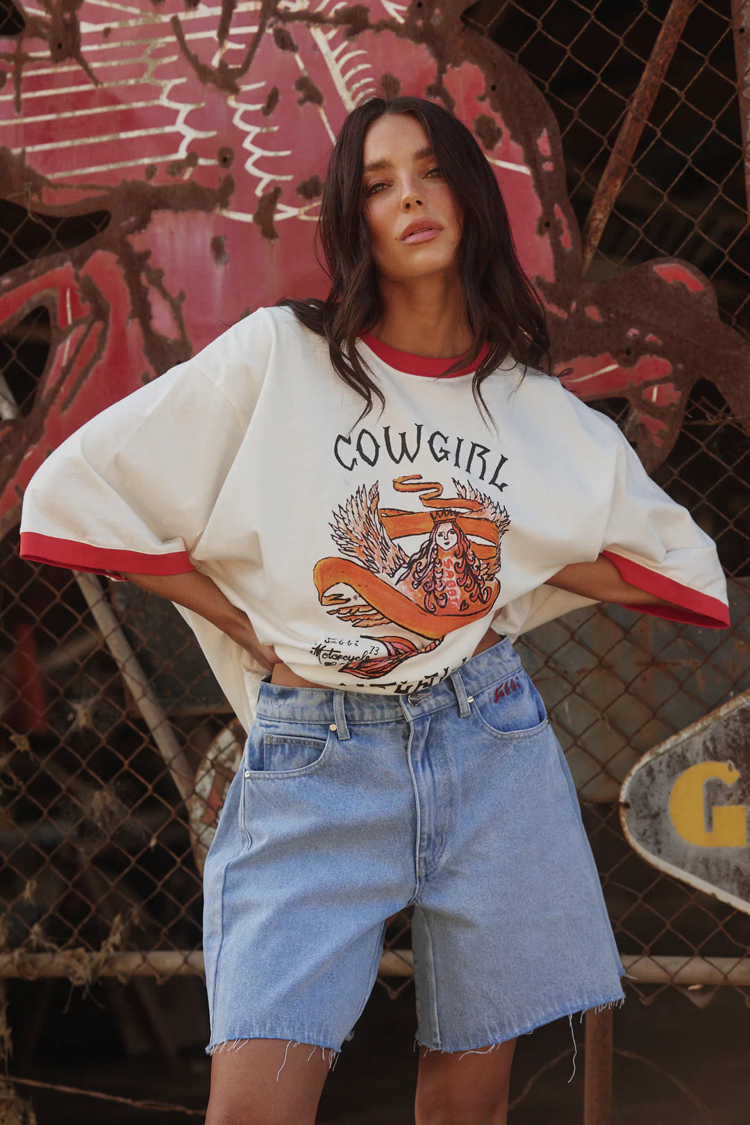 Elysian Collective Sabbi The Very Oversized Cowgirl Outlaw Tee White