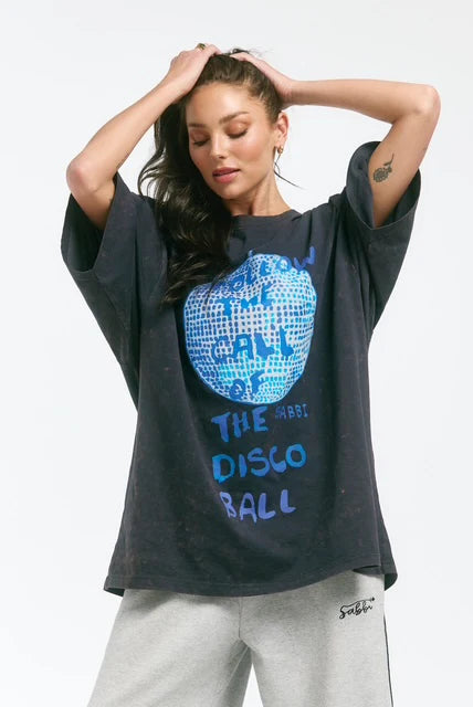 Elysian Collective Sabbi The Very Oversized Disco Ball Tee Charcoal