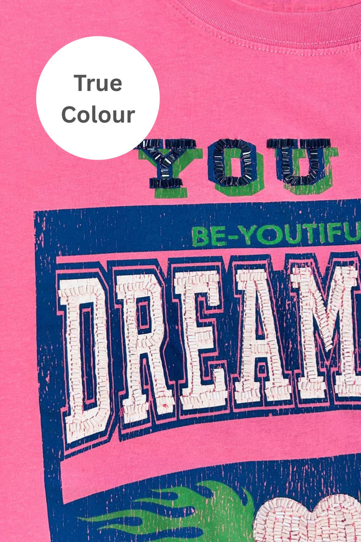 SABBI - THE VERY OVERSIZED DREAM BIG BEADED TEE (PINK)