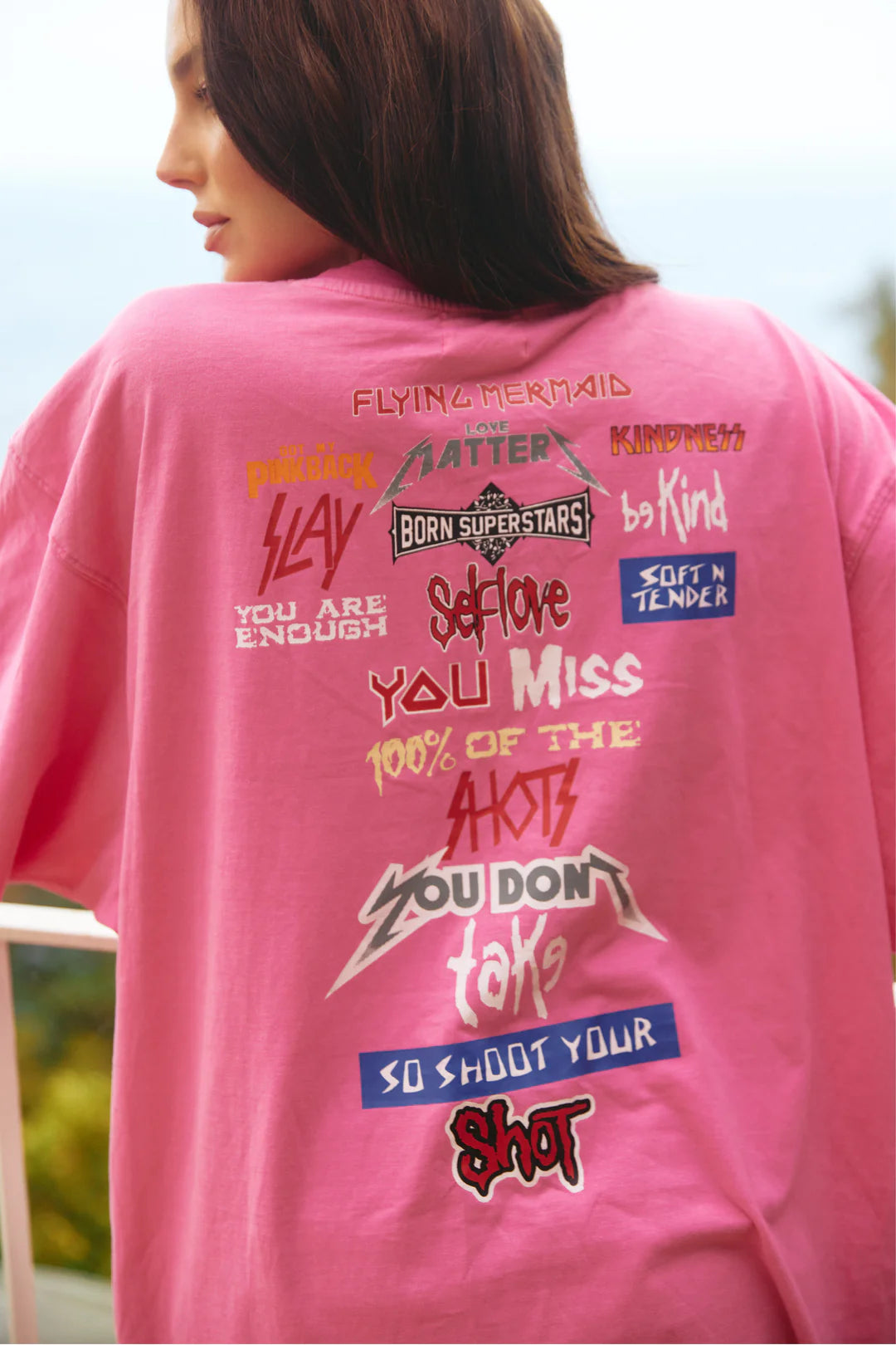 Elysian Collective Sabbi The Very Oversized Find Your Wings Tee Pink