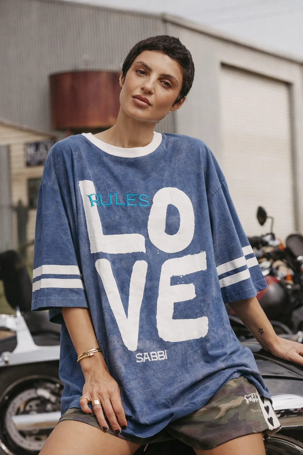 Elysian Collective Sabbi The Very Oversized Love Revolution Tee Blue