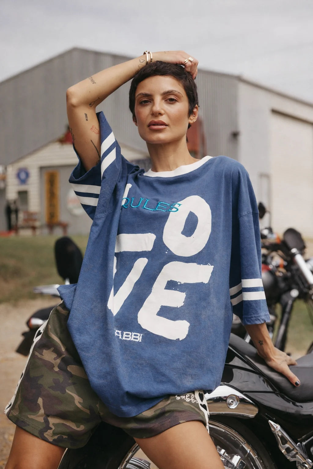 Elysian Collective Sabbi The Very Oversized Love Revolution Tee Blue