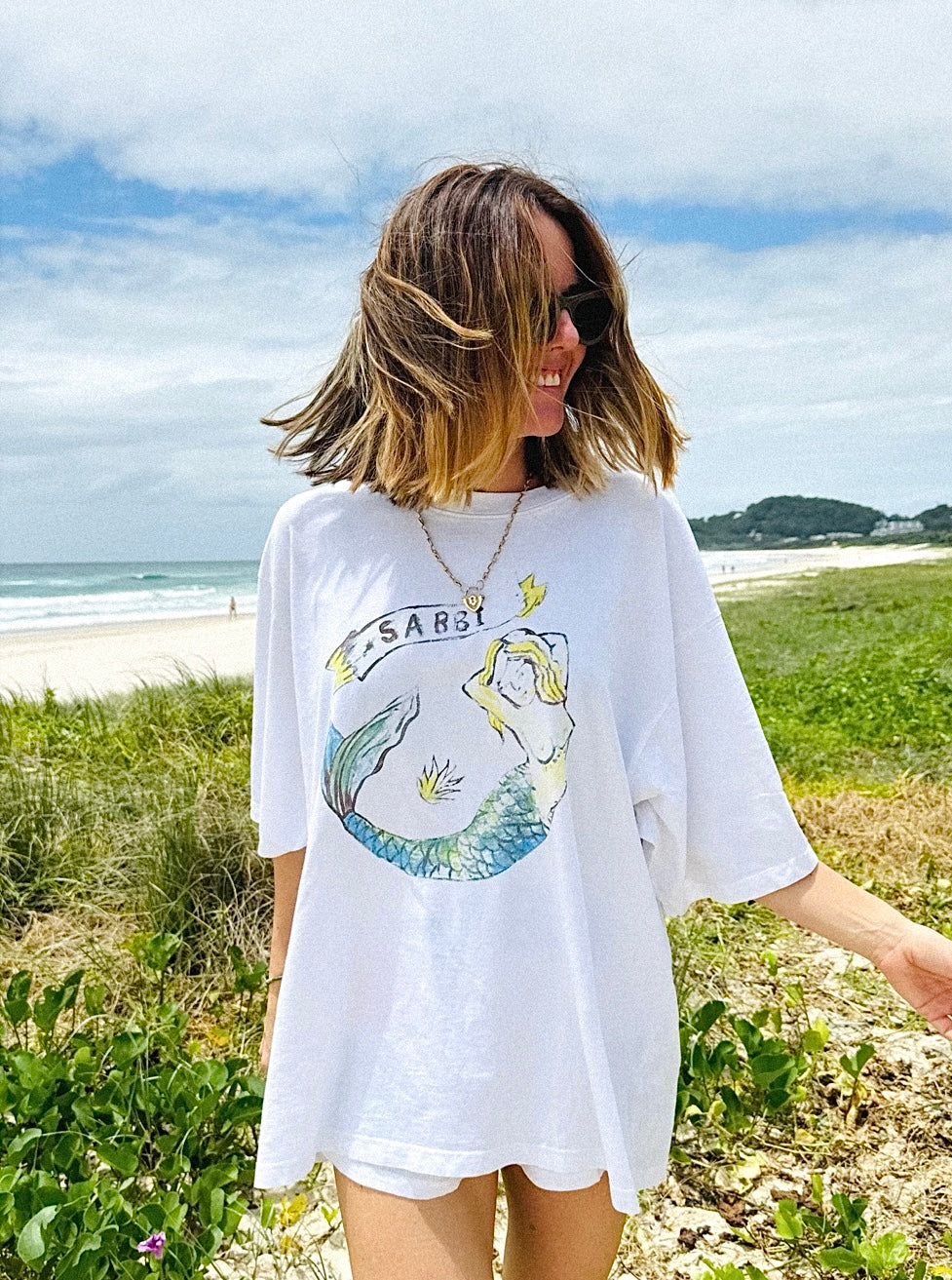 Elysian Collective Sabbi The Very Oversized Mermaid Tee White