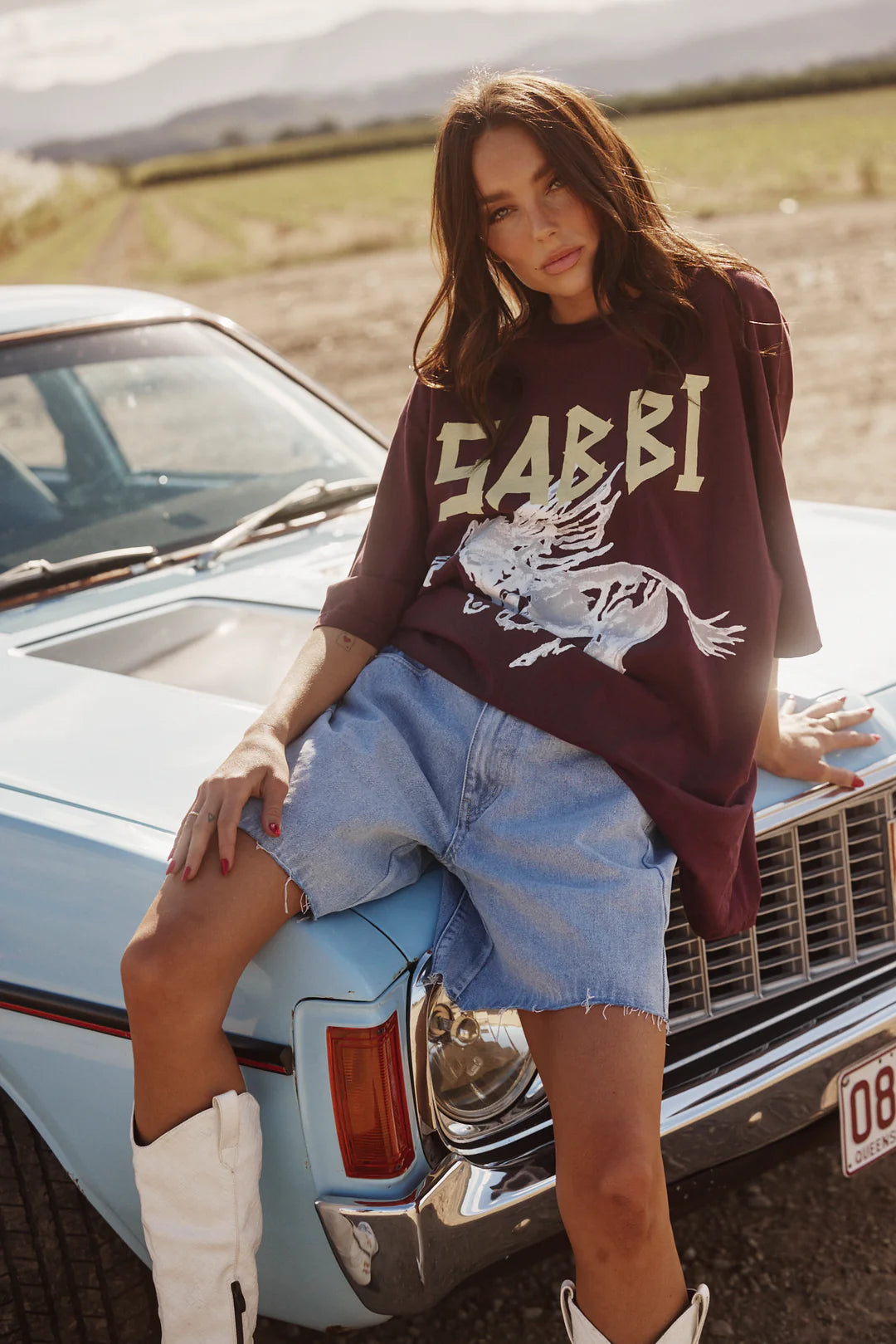 Elysian Collective Sabbi The Very Oversized Rhinestone Tee Aubergine