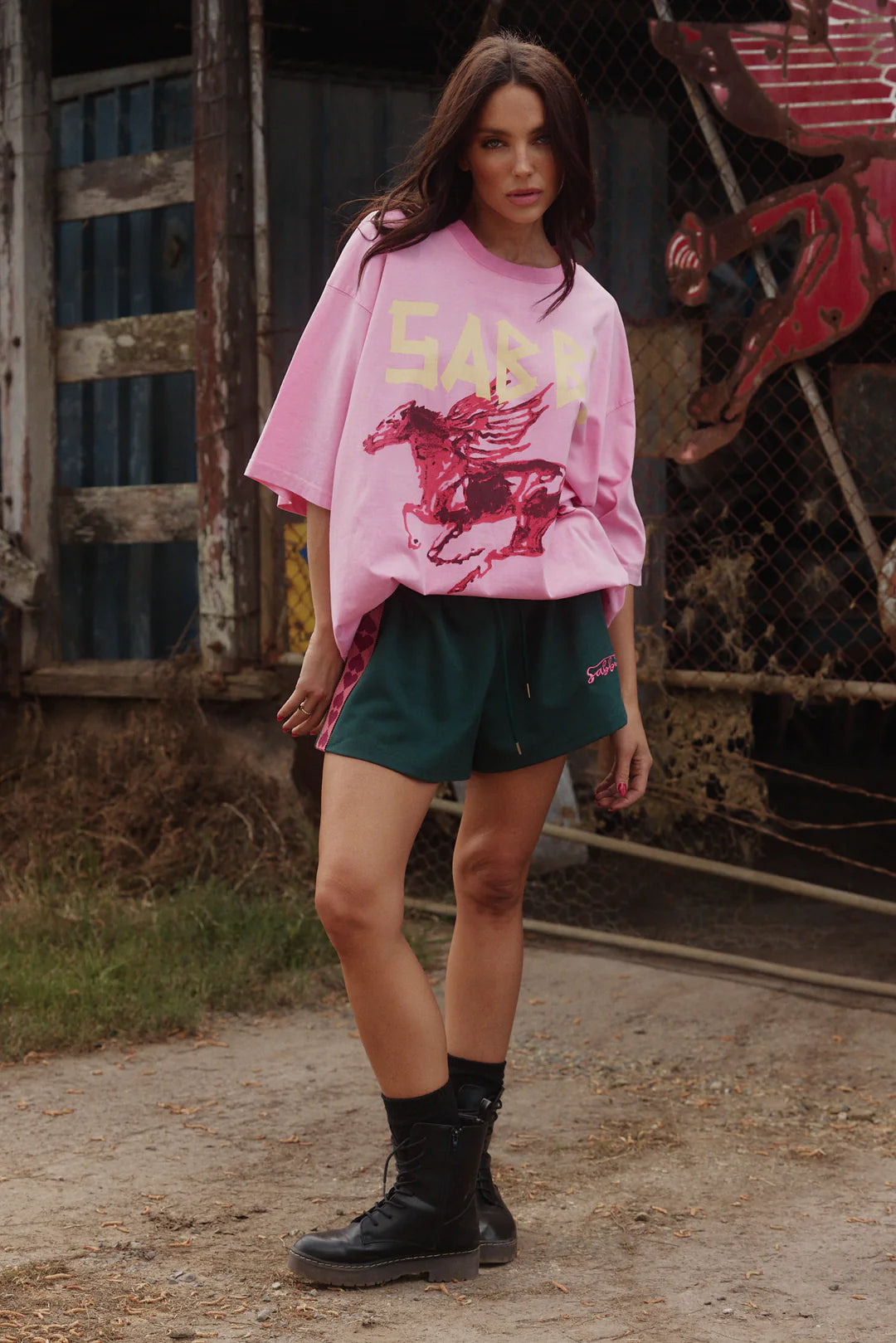 Elysian Collective Sabbi The Very Oversized Rhinestone Tee Pink