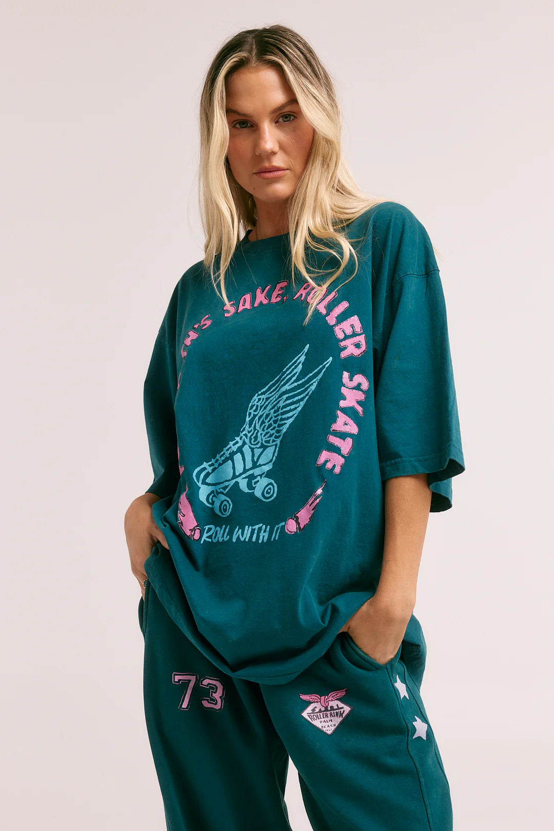 Elysian Collective Sabbi The Very Oversized Skate Don't Hate Tee Teal