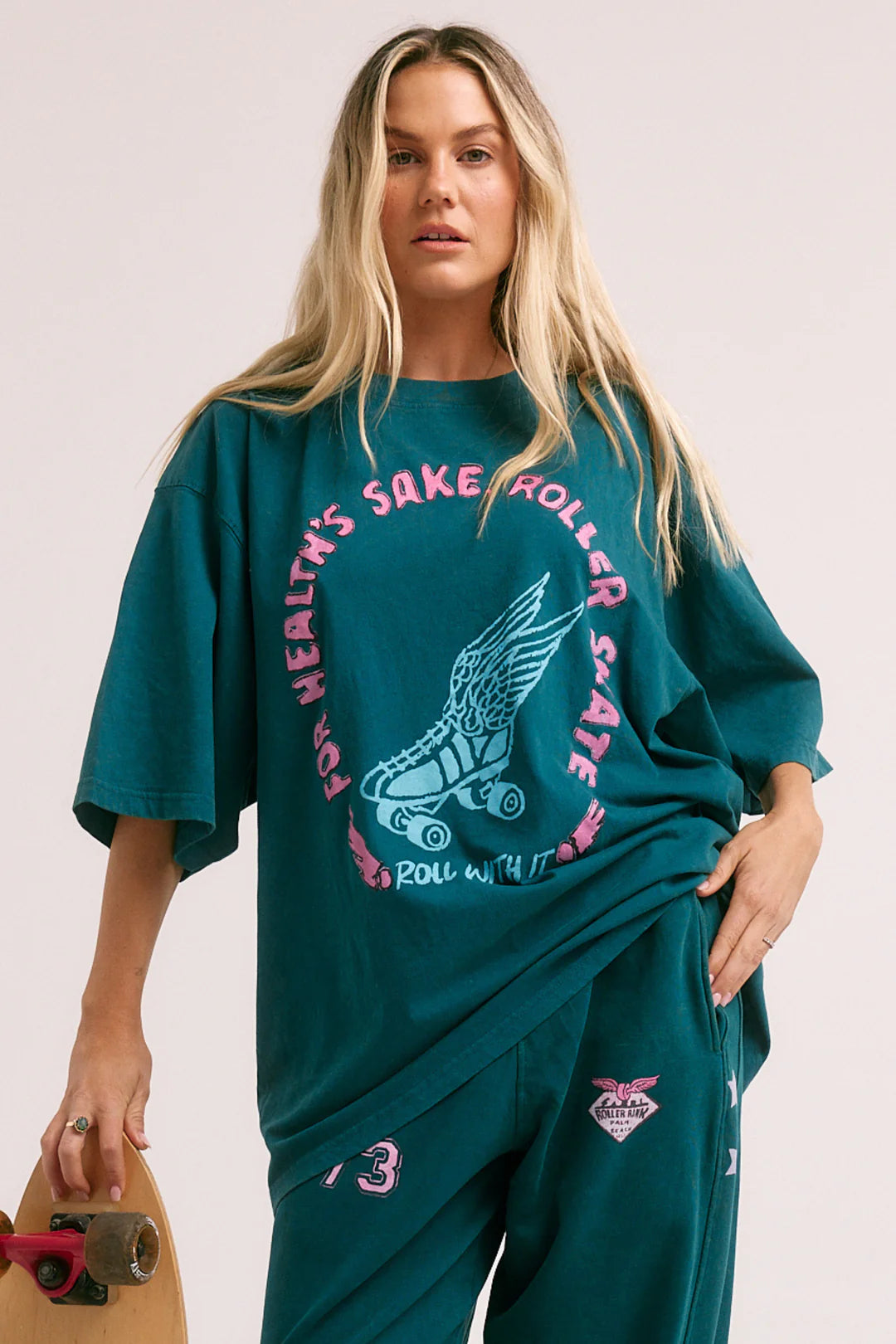 Elysian Collective Sabbi The Very Oversized Skate Don't Hate Tee Teal