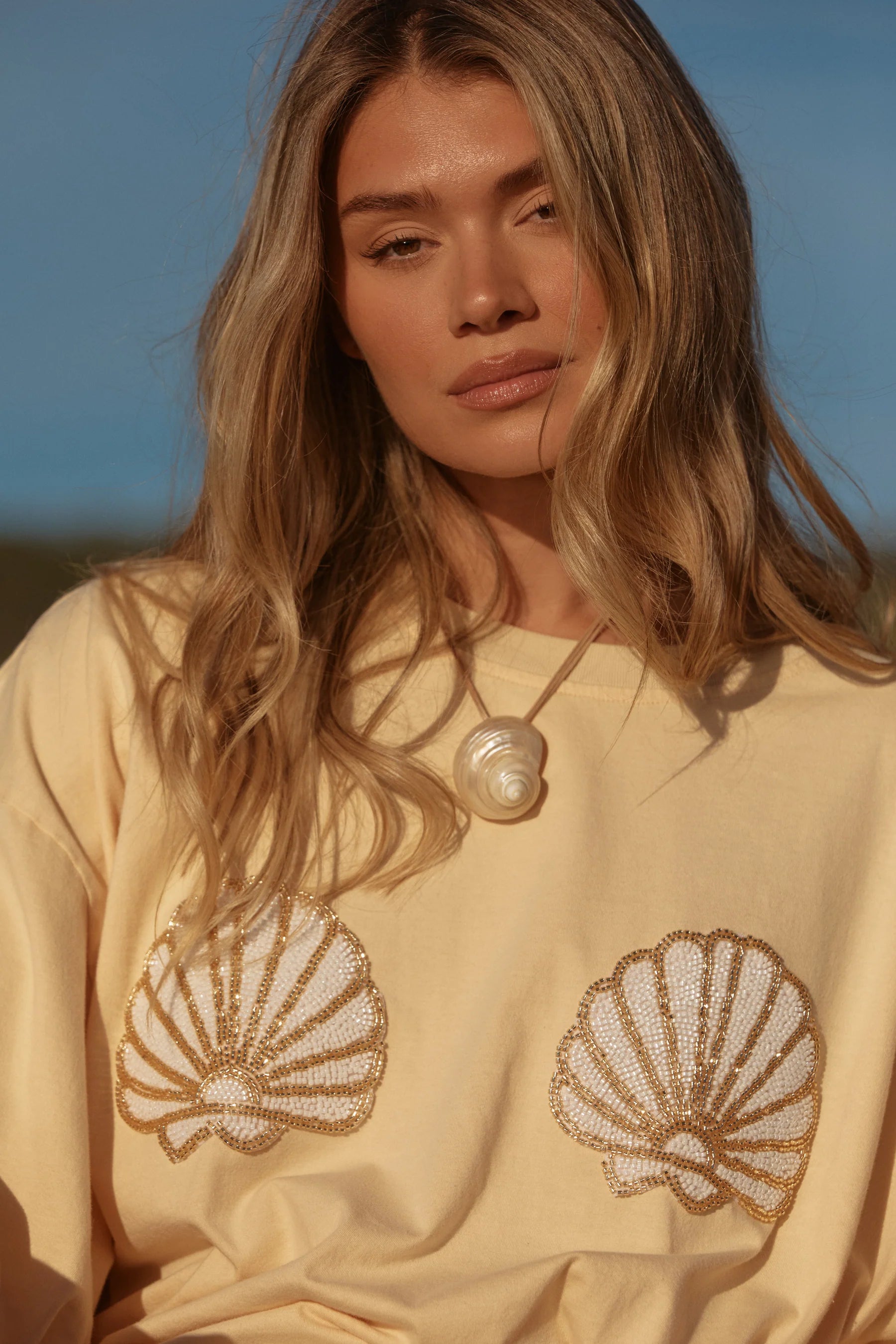 Elysian Collective Sabbi The Very Oversized Shell Titty Tee Creamy Yellow
