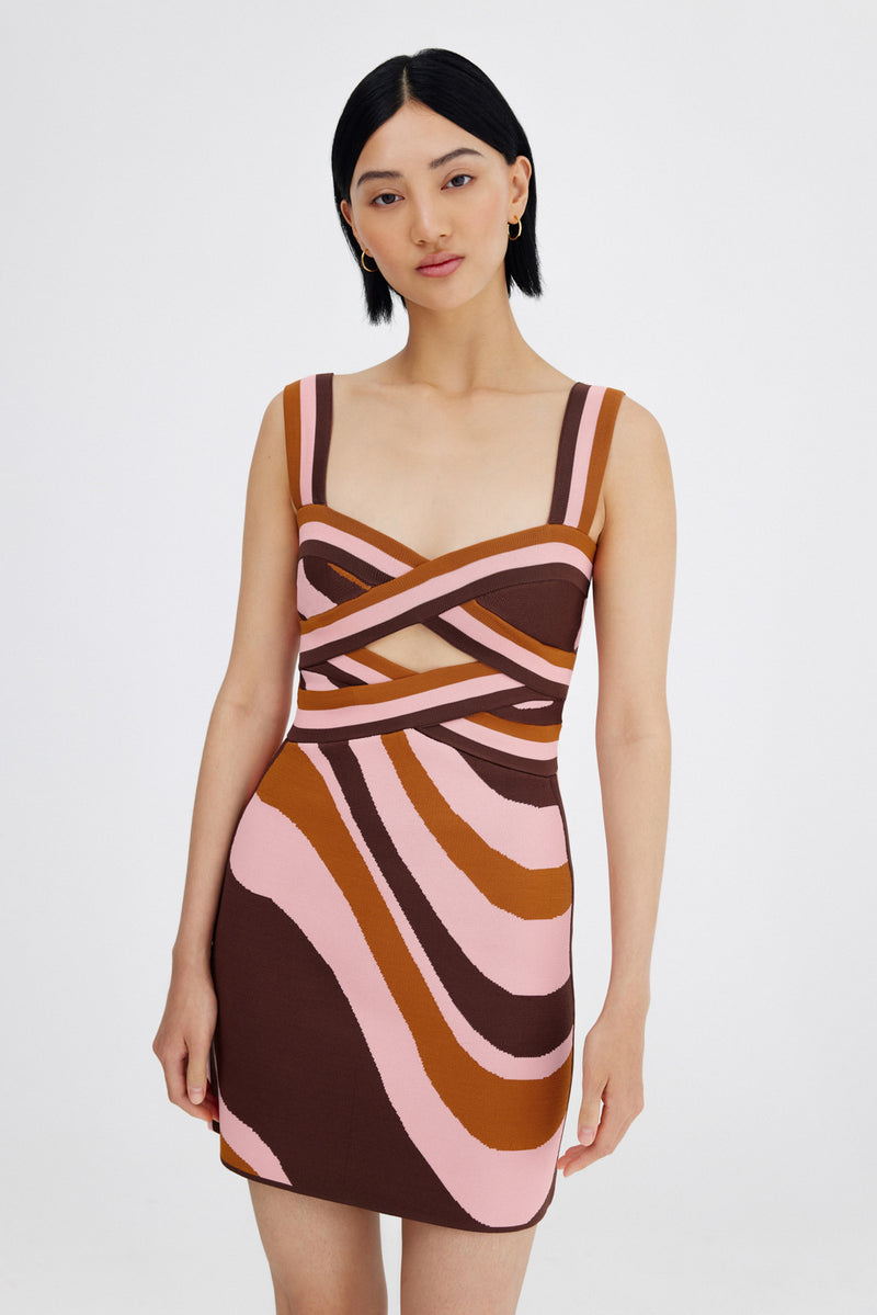 Elysian Collective Significant Other Leyla Mini Dress Chocolate Swirl