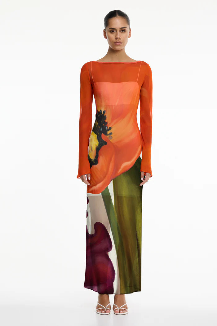 Elysian Collective Significant Other August Long Sleeve Maxi Dress Poppy Botanic