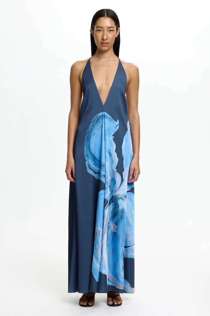 Elysian Collective Significant Other Casea Maxi Dress Petrol Bloom