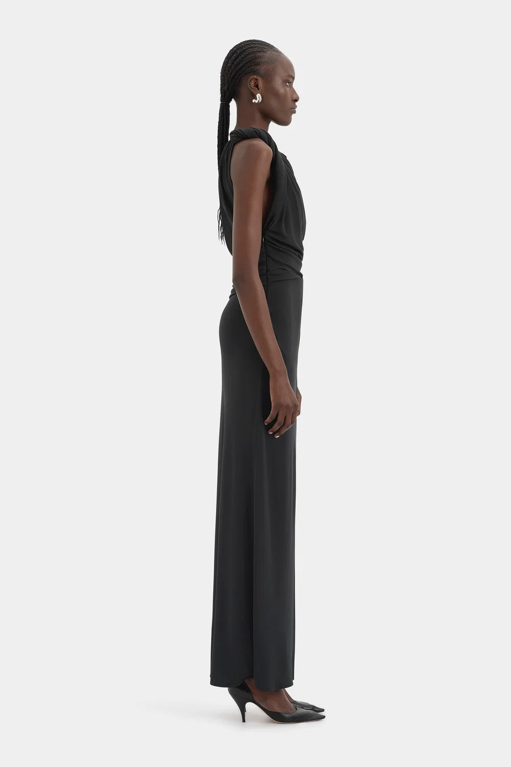Elysian Collective Sir The Label Olenna Twist Low Back Gown Charcoal