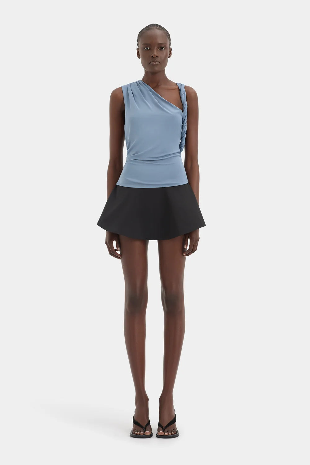 SIR THE LABEL - OLENNA TWIST TOP (DUSTY BLUE)
