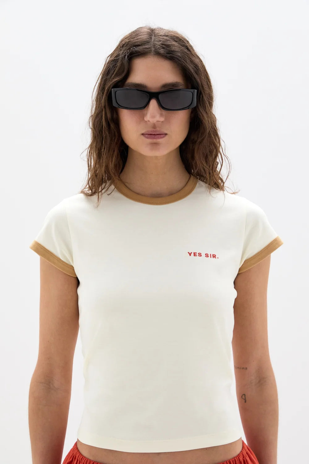 Elysian Collective Sir Yes Sir Fitted Tee Ivory