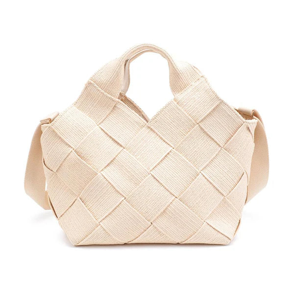 SOL AND SOLENE - RESILIENCE WOVEN STRAW TOTE (CREAM STRAW)