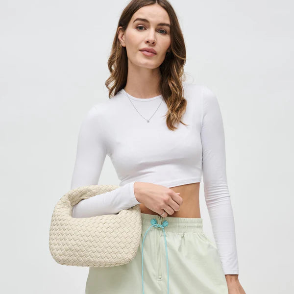 Elysian Collective Sol And Solene Dare to Dram Small Woven Clutch Neoprene Cream