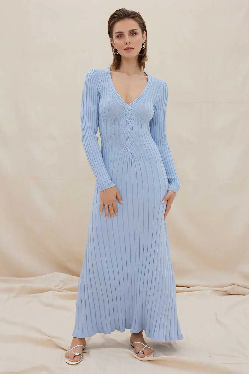 SOVERE / STUDIO - LACED LONG SLEEVE MIDI DRESS (DAWN BLUE)